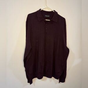 Garret Scott 100% Marino Wool Long Sleeve Polo Mens